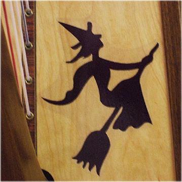 Picture of Removable Harp Decal, Witch on Broomstick